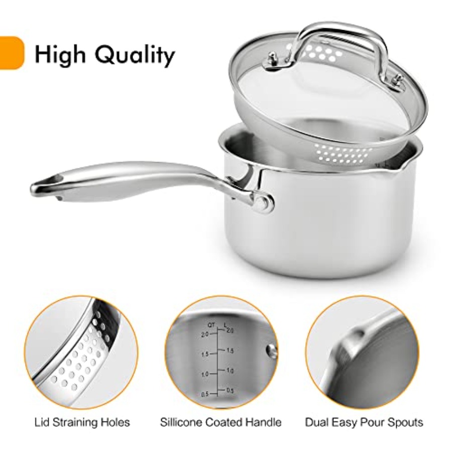 Stainless Steel Saucepan 2.0 Q - Pour Pot Aluminum のレビューと価格