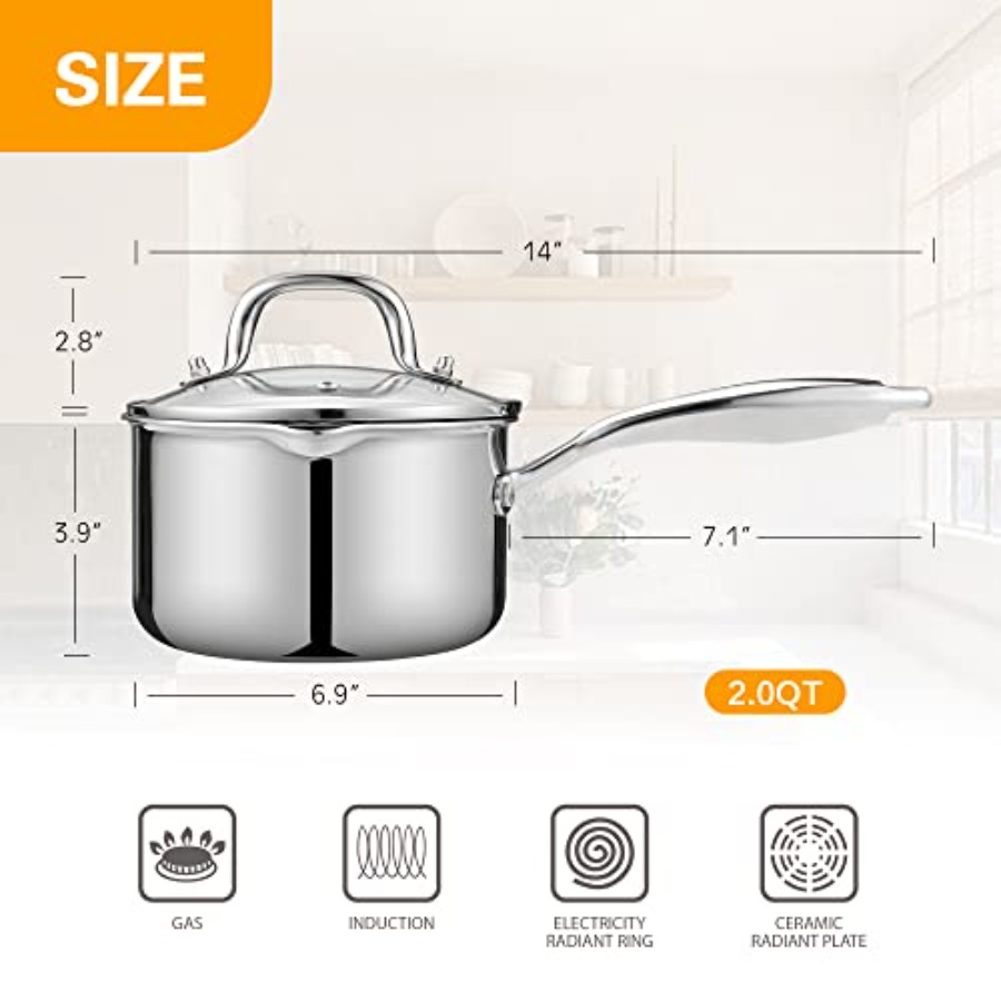 Stainless Steel Saucepan 2.0 Q - Pour Pot Aluminum のレビューと価格